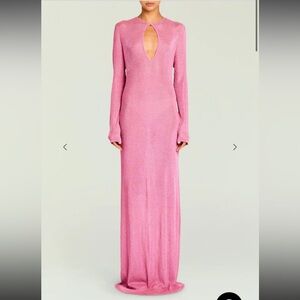 SEROYA CARMEL METALLIC KNIT MAXI DRESS